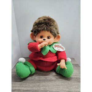Vintage Monchichi Christmas Large Plush Sleigh Pals Toy O Rama Brown Hair